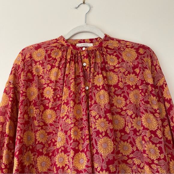 Dôen Jane Blouse in Desert Blooms Block Print Organic Cotton Size XXS Oversized - Picture 3 of 11